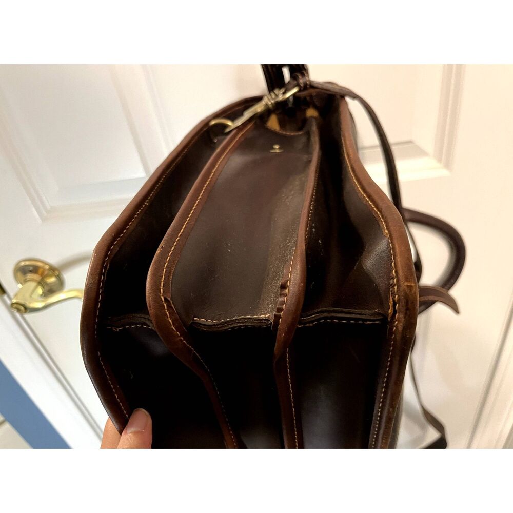 Tusting Levenger Marston Leather Ziptop Briefcase Messenger Bag - Picture 5 of 10